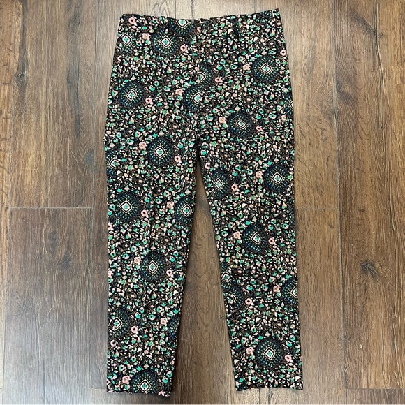 J. Crew Navy and Green Patterned Ankle Pant SZ 2 - Picture 2 of 5